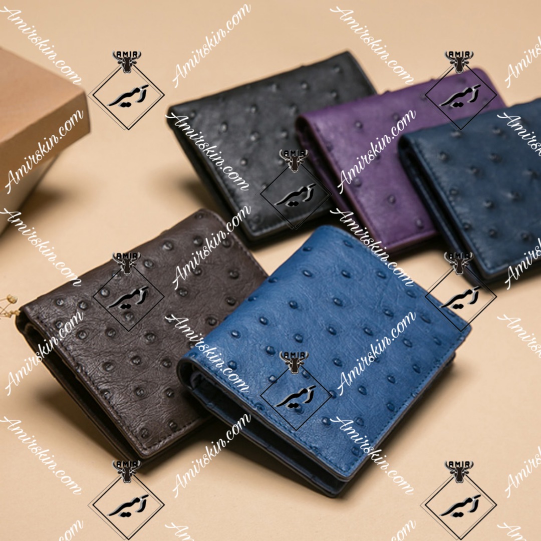 کیف های پول چرم شترمرغ در رنگ های گوناگون