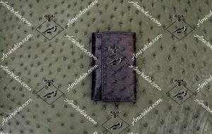 کیف چرم شتر مرغ قهوه ای سوخته 