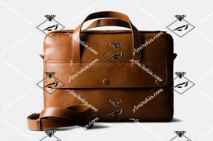 کیف اداری چرم قهوه ای همراه با بند