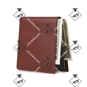 کیف پول چرم قهوه ای روشن با اسکناس