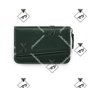 کیف پول چرم سبز تیره بزرگ