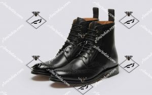 بوت چرم سیاه بنددار
