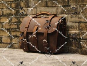 کیف چرم اداری بزرگ قهوه ای رنگ 