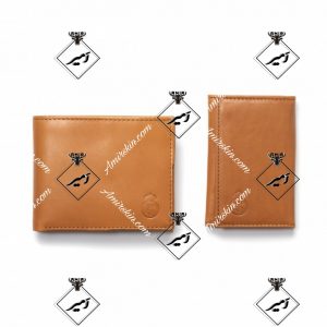 دو کیف پول چرم شتر قهوه ای رنگ