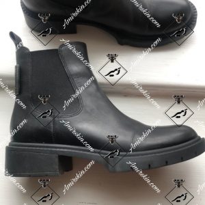 نیم بوت رسمی چرم مشکی پاشنه دار