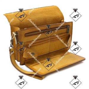 کیف چرم خردلی