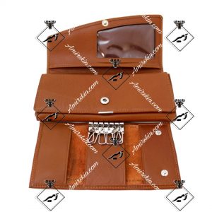 کیف پول چرم قهوه ای