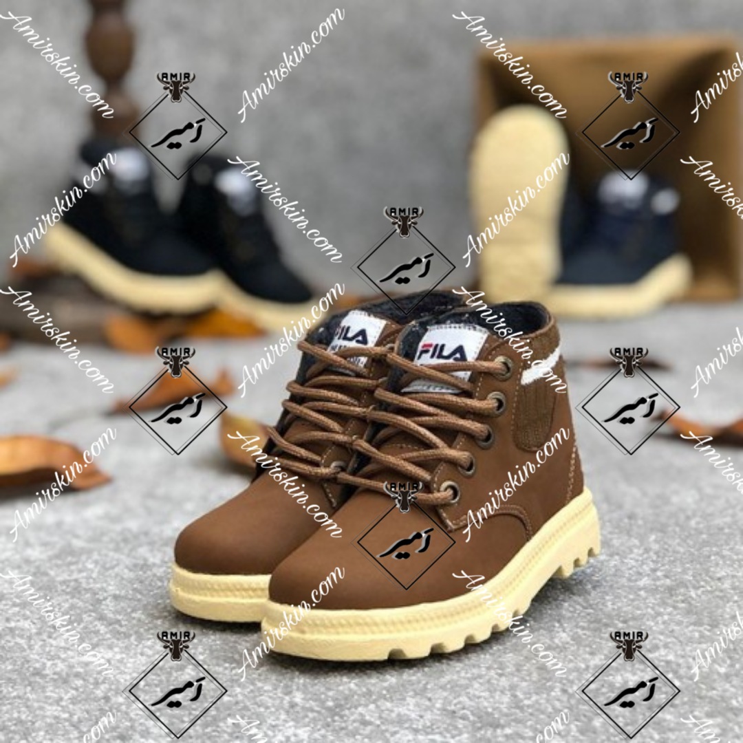 نیم بوت چرم قهوه ای بچه گانه