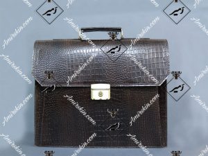 کیف چرم اداری کروکودیل مشکی