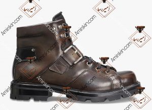 بوت چرم قهوه ای 