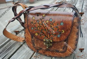 کیف دوشی چرم گلدار