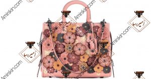 کیف چرم زنانه با گل های برجسته