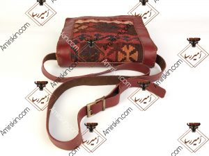 کیف گلیمی چرم قهوه ای