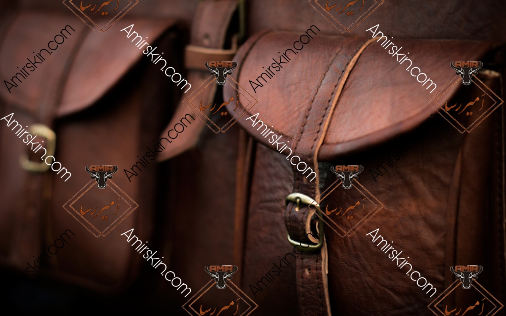 کیف چرم قهوه ای قفل دار