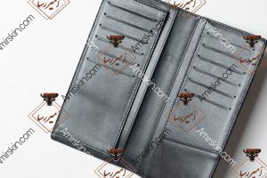 کیف پول چرم خاکستری 