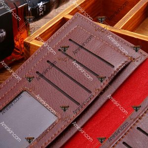 کیف شیک پول چرم قهوه ای