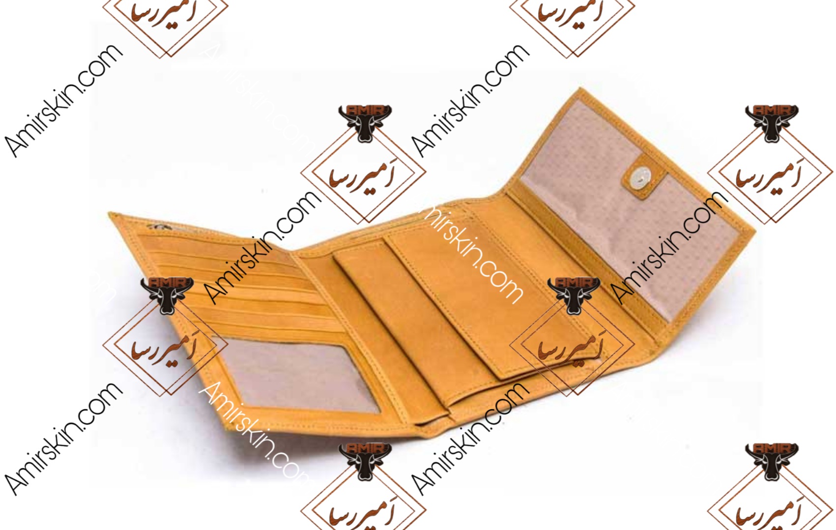 کیف پول چرم خردلی