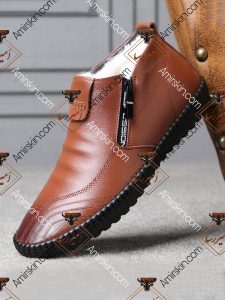 بوت قهوه ای چرم