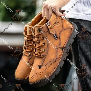 بوت چرم رنگ شتری