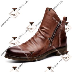 بوت چرم قهوه ای